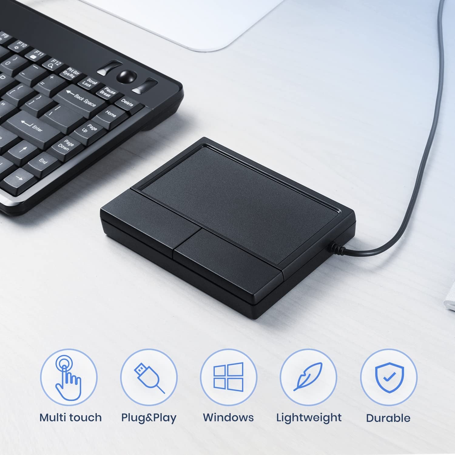 PERIPAD-504 Wired USB Touchpad, Portable Trackpad for Desktop and Laptop User, Large Size,Big