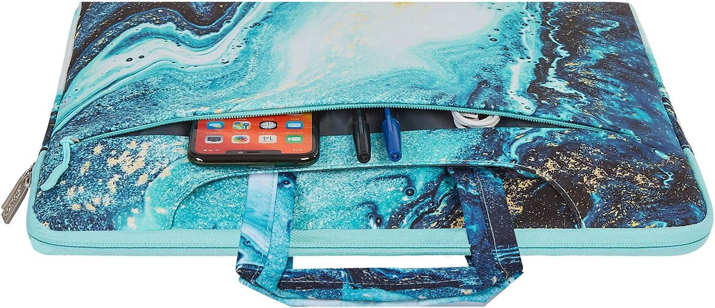 Laptop Shoulder Bag Compatible with Macbook Air 15 Inch M3 M2 A2941/Pro 16 M4 M3 M2 M1 2025-2019, 15-15.6 Inch Notebook, Creative Wave Marble Carrying Briefcase Handbag Sleeve Case