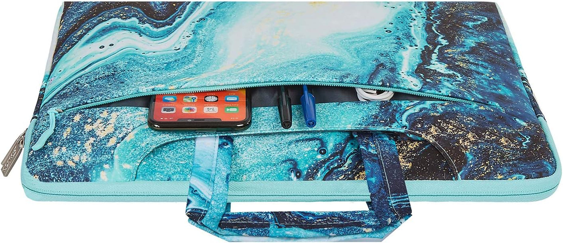 Laptop Shoulder Bag Compatible with Macbook Air 15 Inch M3 M2 A2941/Pro 16 M4 M3 M2 M1 2025-2019, 15-15.6 Inch Notebook, Creative Wave Marble Carrying Briefcase Handbag Sleeve Case