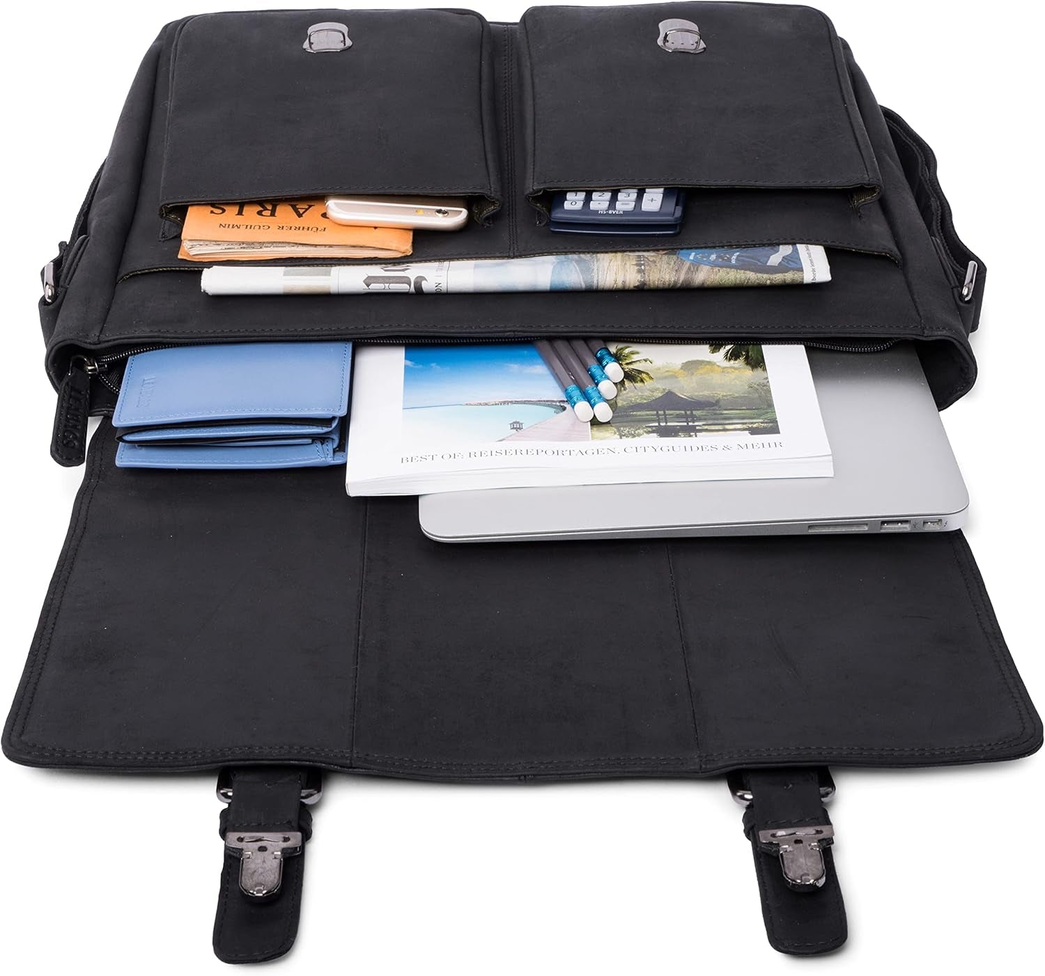 Leather Briefcases for Men - Genuine Leather Cambridge 15 Inch Laptop Bag - Messenger Bag Vintage Shoulder Bag