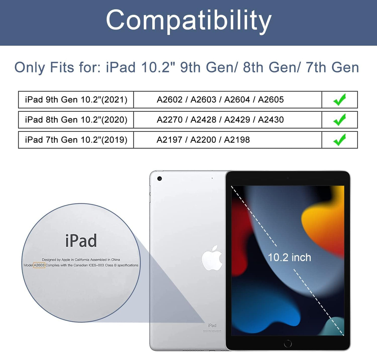 Case for Ipad 9Th/8Th/7Th Generation 2021/2020/2019, [Slim Trifold Stand + Auto Wake/Sleep], Premium Protective Hard PC Back Cover for Apple Ipad 10.2 Inch (Aqua)