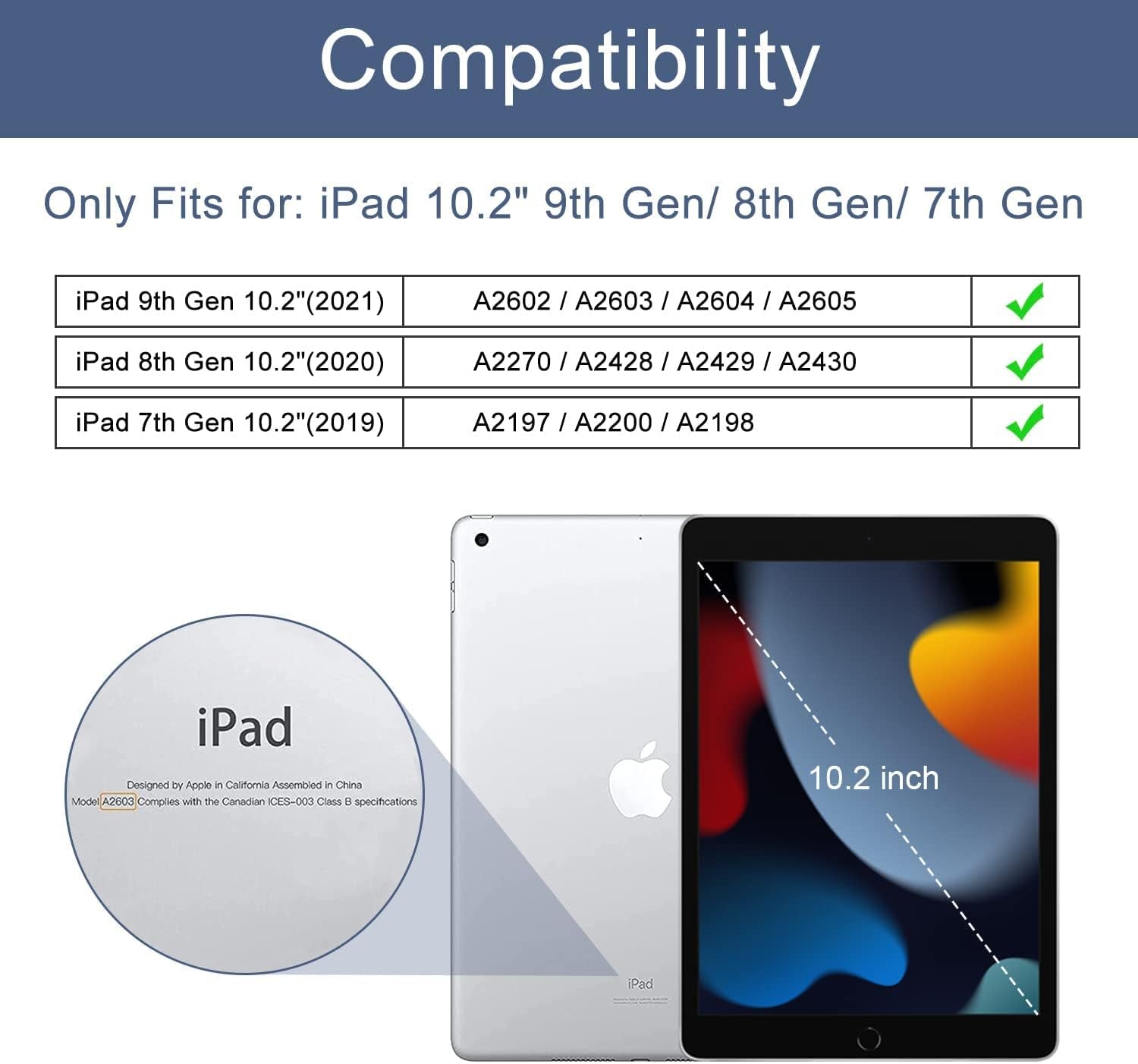 Case for Ipad 9Th/8Th/7Th Generation 2021/2020/2019, [Slim Trifold Stand + Auto Wake/Sleep], Premium Protective Hard PC Back Cover for Apple Ipad 10.2 Inch (Aqua)