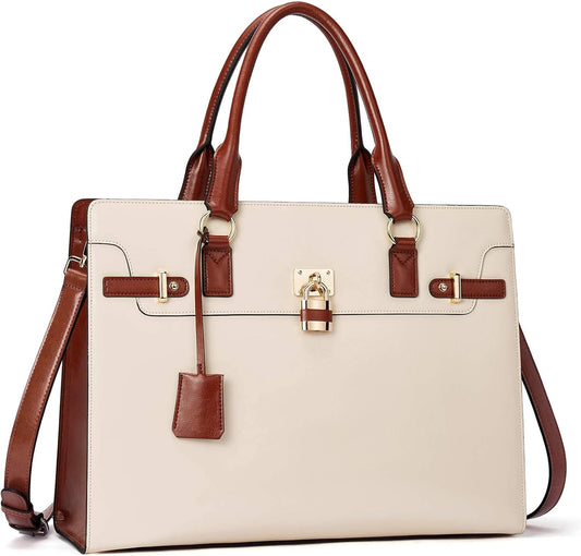 Briefcase for Women 15.6 Inch Leather Laptop Bag Vintage Slim Lawyer Business Bag Stylish Work Purse