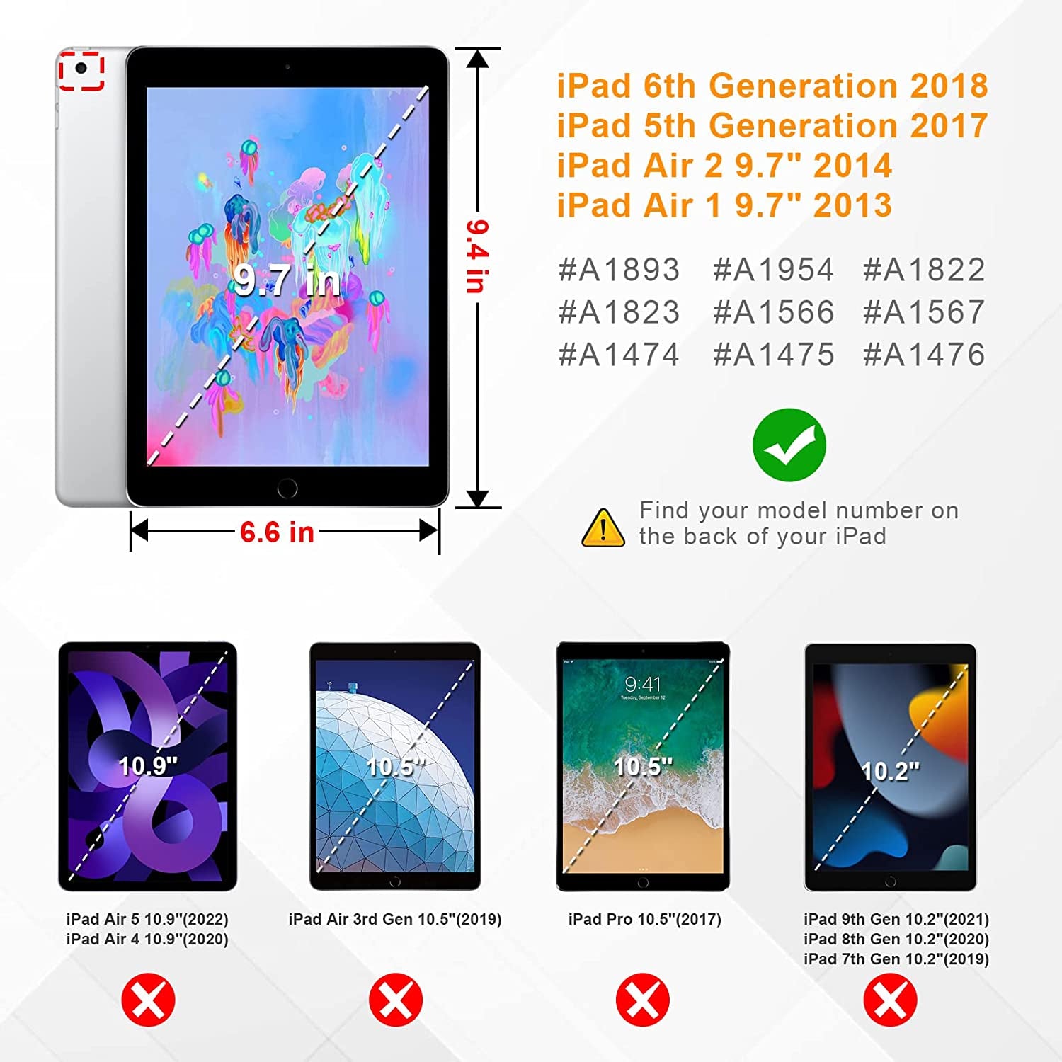 Case for Ipad 6Th / 5Th Generation (2018 2017 Model, 9.7 Inch), Ipad Air 2 / Air 1 (9.7 Inch) - [Corner Protection] Multi-Angle Viewing Stand Cover with Pocket, US Flag
