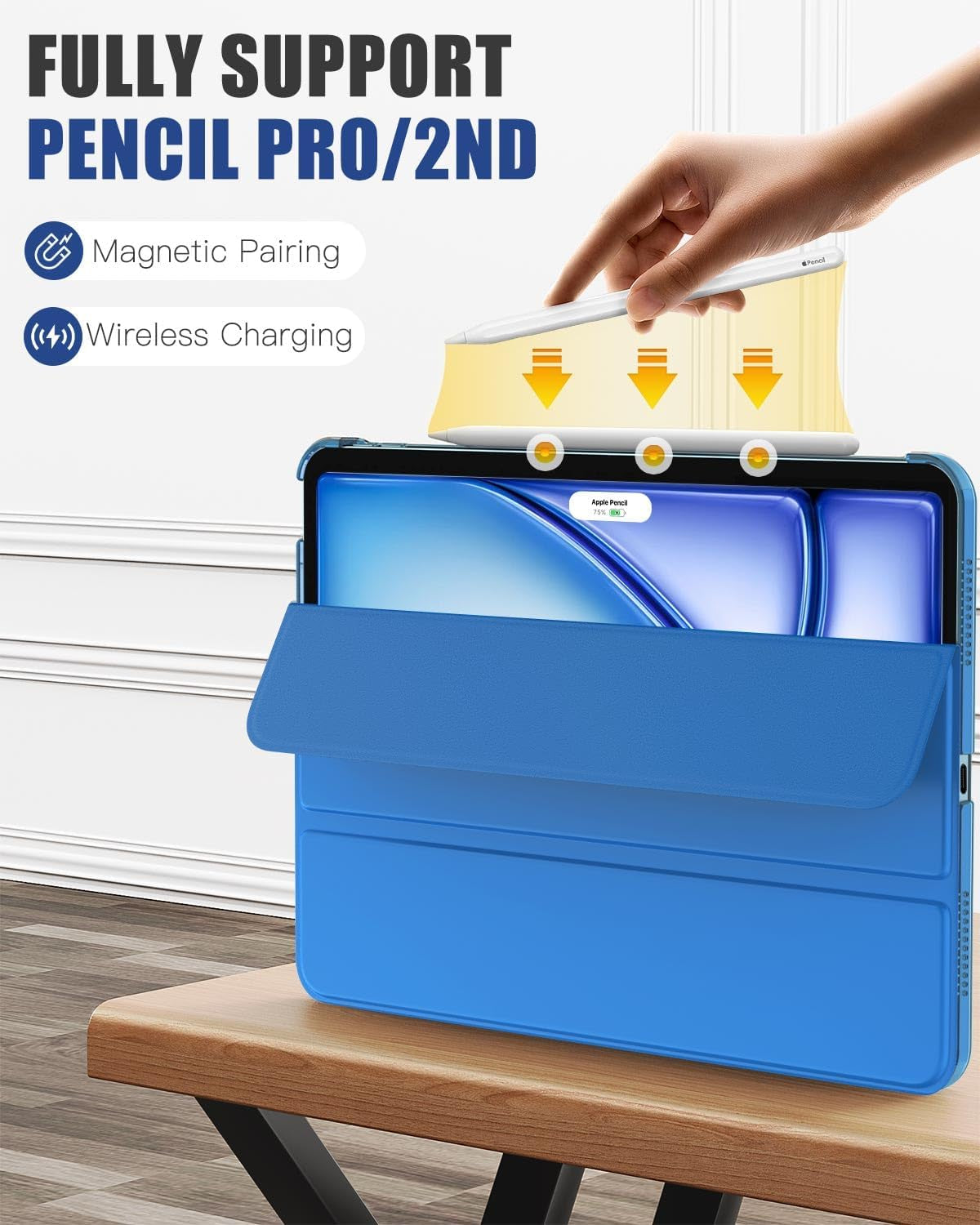 for Ipad Air 11 Inch Case 7Th/6Th Generation M3/M2 2025/2024, Ipad Air 5Th/4Th Gen Case 2022/2020 10.9 Inch, Slim Hard PC Translucent Back Shell Cover, Support Touch Id,Blue Wave