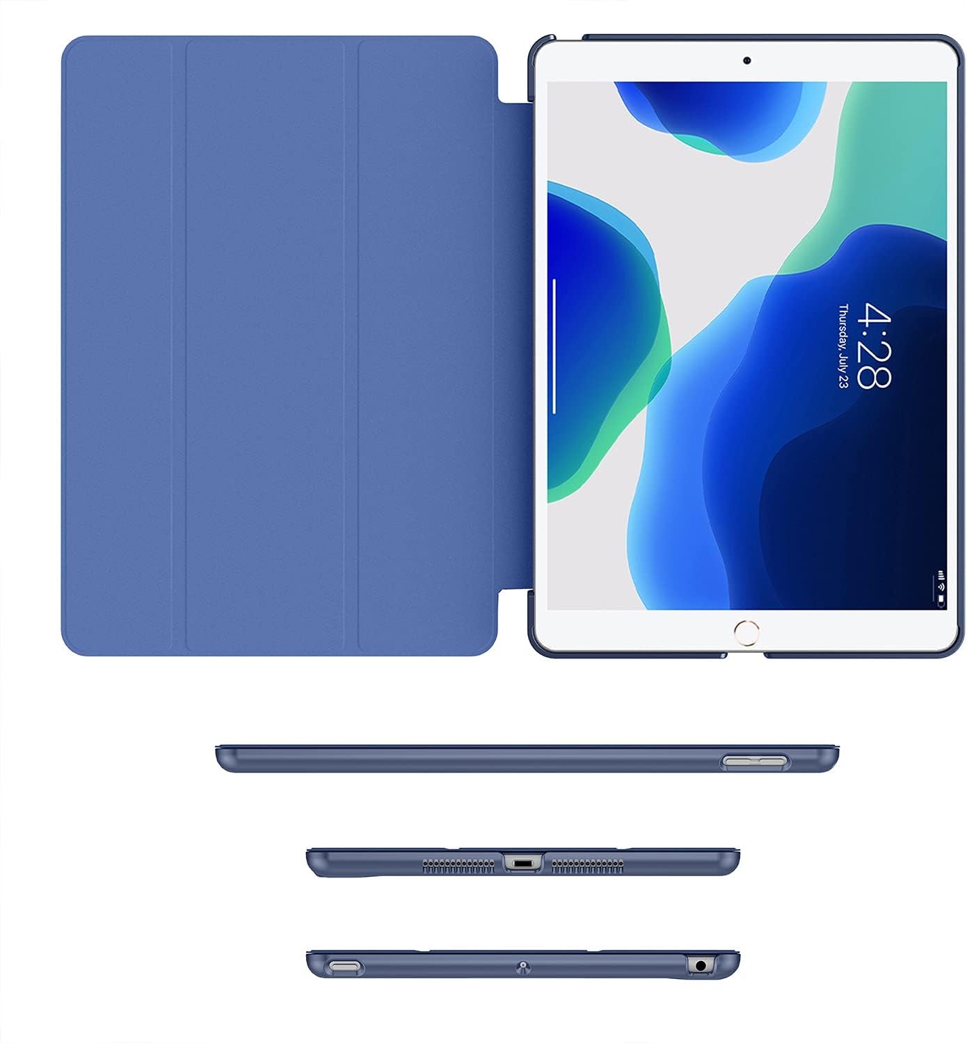 Case for Ipad 9Th/8Th/7Th Generation 2021/2020/2019, [Slim Trifold Stand + Auto Wake/Sleep], Premium Protective Hard PC Back Cover for Apple Ipad 10.2 Inch (Navy)