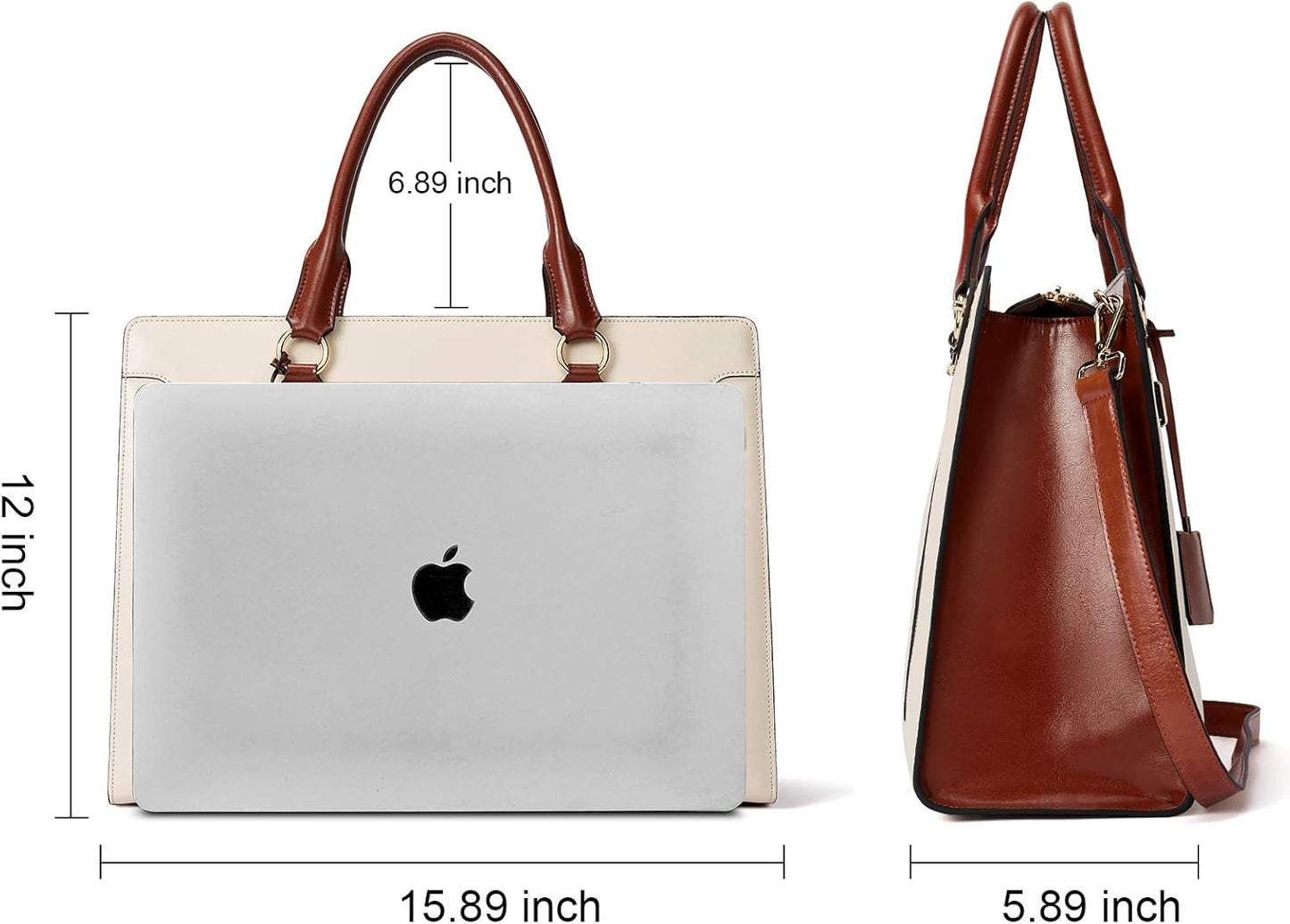 Briefcase for Women 15.6 Inch Leather Laptop Bag Vintage Slim Lawyer Business Bag Stylish Work Purse