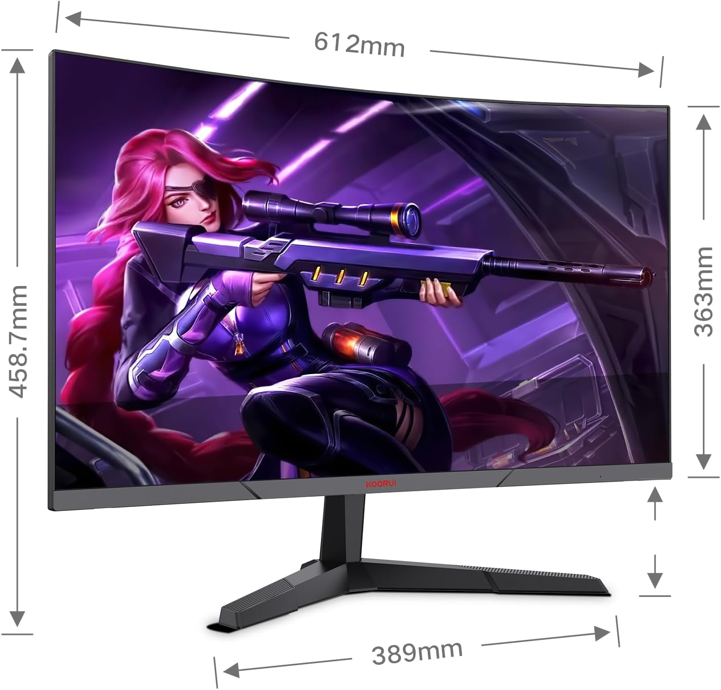 Gaming Monitor, QHD 2560P Computer Monitor, 144Hz 27 Inch Monitor (1Ms, 1800R Curved VA Panel, DP1.2+HDMI*2, Adaptivesync, Narrow Bezel with Ultra-Thin), Tilt Adjustable,Eye Care