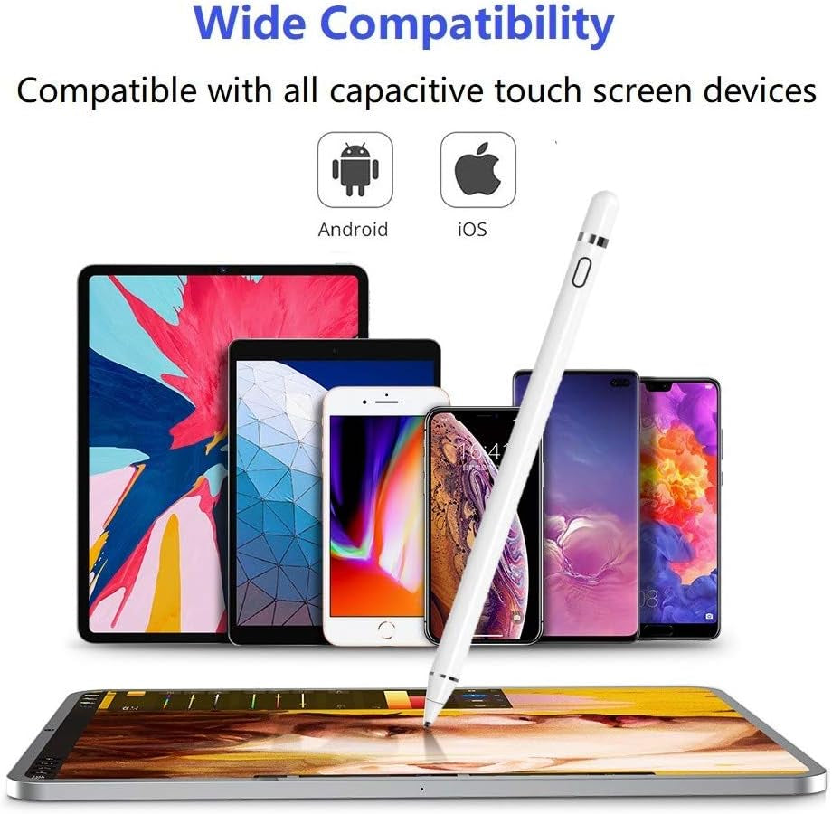 Stylus Pens for Touch Screens, Active Digital Pencil Compatible with Ipad/Ipad Pro/Air/Mini/Iphone/Other Tablet Drawing&Writing (White)