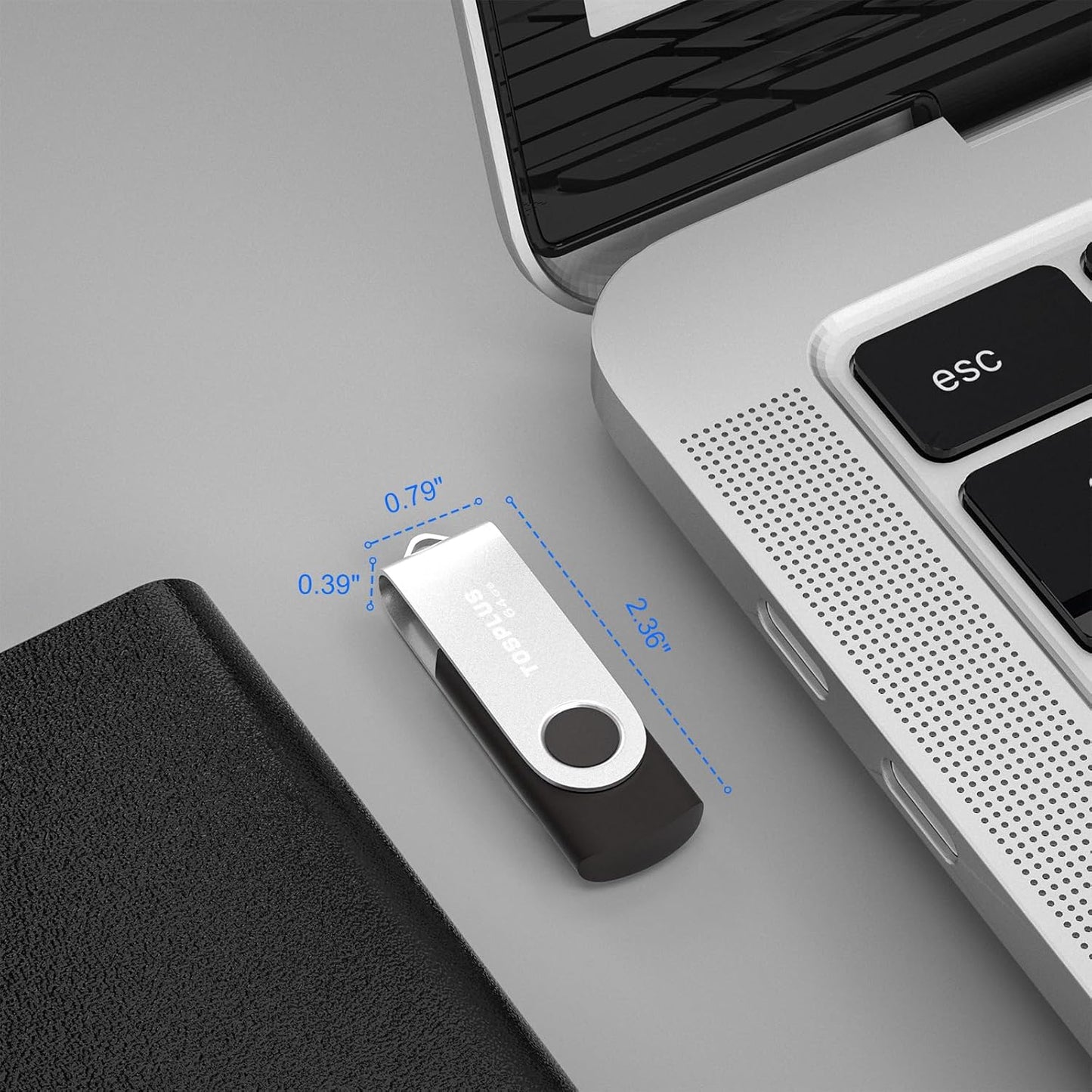 2Pack 64GB USB 2.0 Flash Drives Thumb Drives Memory Stick Jump Drive Zip Drive (Black/Blue)