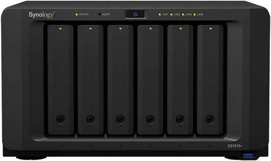 Diskstation DS1618+ NAS Server for Business with Intel 2.1Ghz CPU, 16GB Memory, 2TB SSD, 16TB HDD, DSM Operating System, Iscsi Target Ready