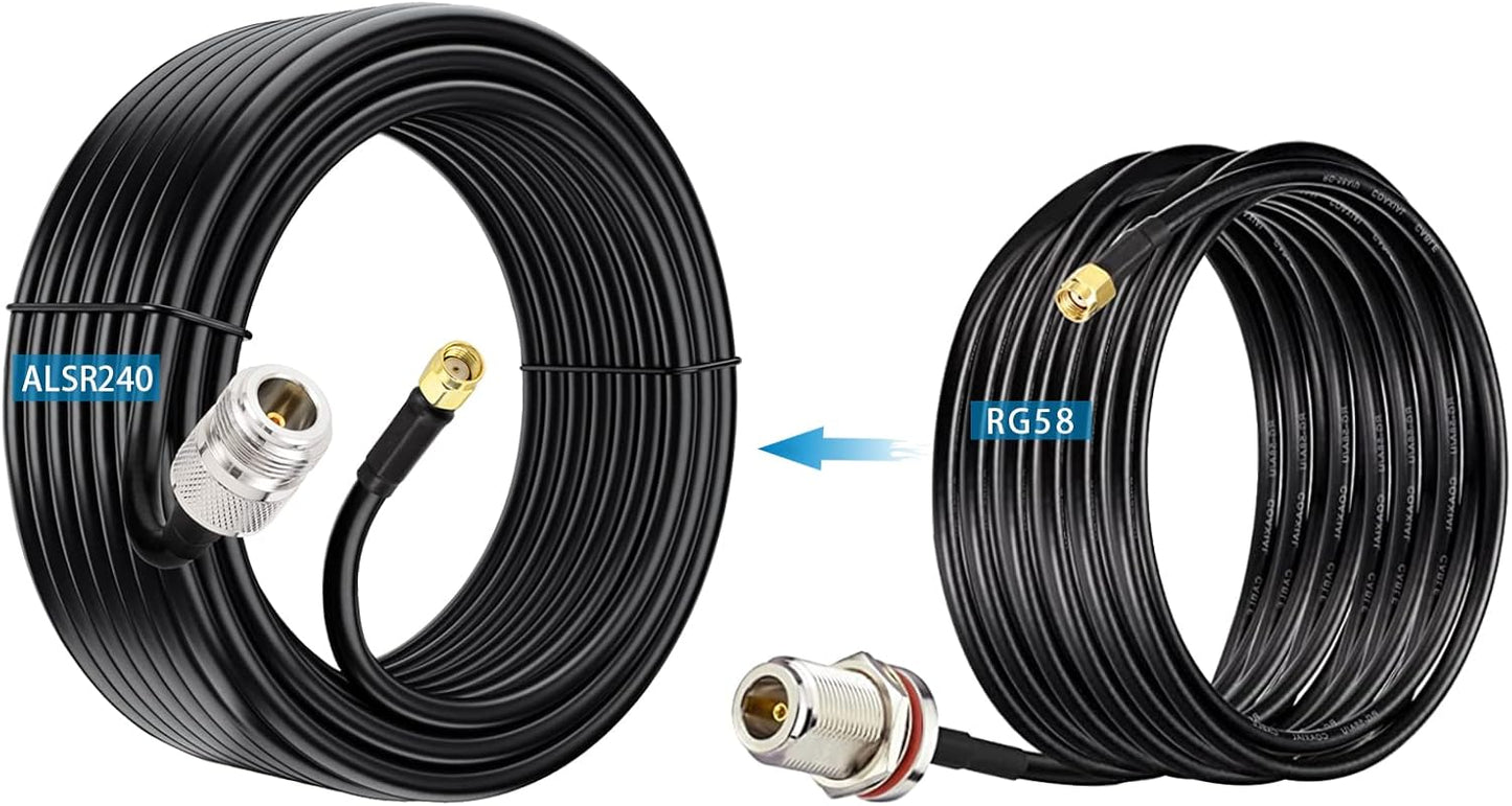 N Female to RP-SMA Male Pure Copper Low Loss Coaxial Cable 10Ft Compatible with 4G Wifi Cellular LTE Amplifier Extender Transceivers Phone Signal Booster Lora Surge Arrester Cables