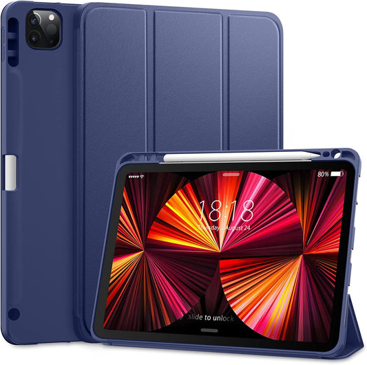 for Ipad Pro 11 Inch 4Th/3Rd/2Nd/1St Generation 2022/2021/2020/2018 Case, Smart Slim Trifold Stand Soft TPU Back Cover with Built-In Pencil Holder, Also Fit Ipad Air 5/4,Navy Blue