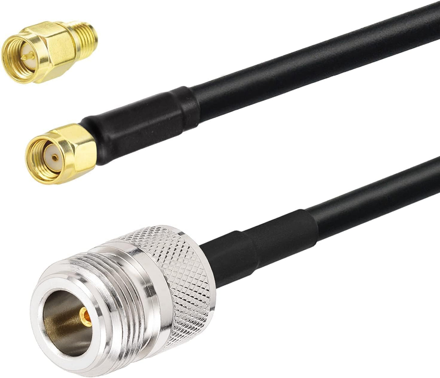 N Female to RP-SMA Male Pure Copper Low Loss Coaxial Cable 10Ft Compatible with 4G Wifi Cellular LTE Amplifier Extender Transceivers Phone Signal Booster Lora Surge Arrester Cables