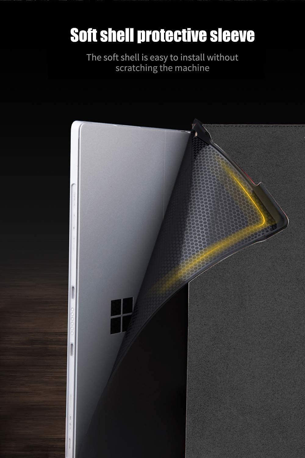 Leather Case Compatible with Microsoft Surface Go 4/3/2/1 2023/2021/2020/2018,Support Type Cover Keyboard,With Pencil Holder, Magnetic Closure,Portfolio Business Cover,Grey