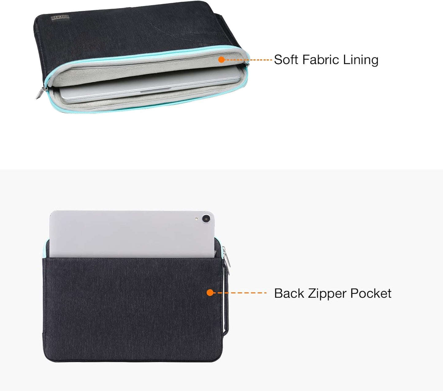 Laptop Shoulder Bag Compatible with Macbook Air 15 Inch M2 A2941 2023 / Pro 15 A1990 A1707, 15 Inch Surface Laptop 5/4/3, HP Stream 14, Polyester Briefcase Sleeve with Front Arc Pocket,Blue