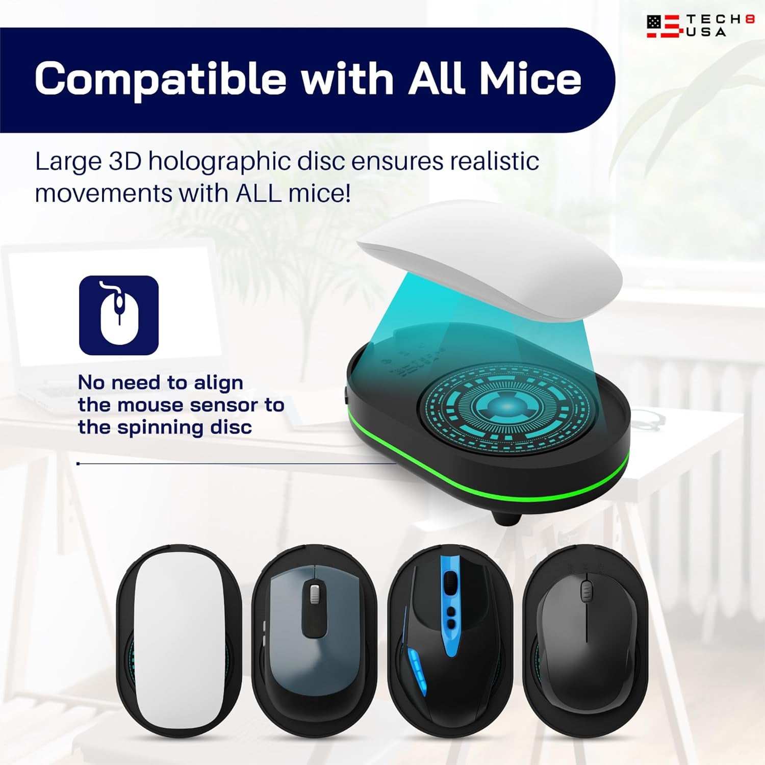 Mouse Mover Device, Undetectable Mouse Jiggler for Laptops, PC, No Software, Random Movement, Patented, Designed, Engineered, Packaged in USA - 3D Hologram Alien