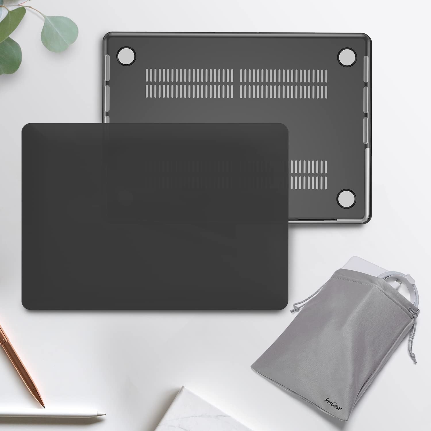 for Macbook Pro 14.2 Inch 2024 M4 A3112 A3185 A3401/Pro 14 2023 2022 2021 M3 A2918 A2992 M2 A2779 M1 A2442, Slim Protective Hard Shell Case and Keyboard Skin Cover -Black