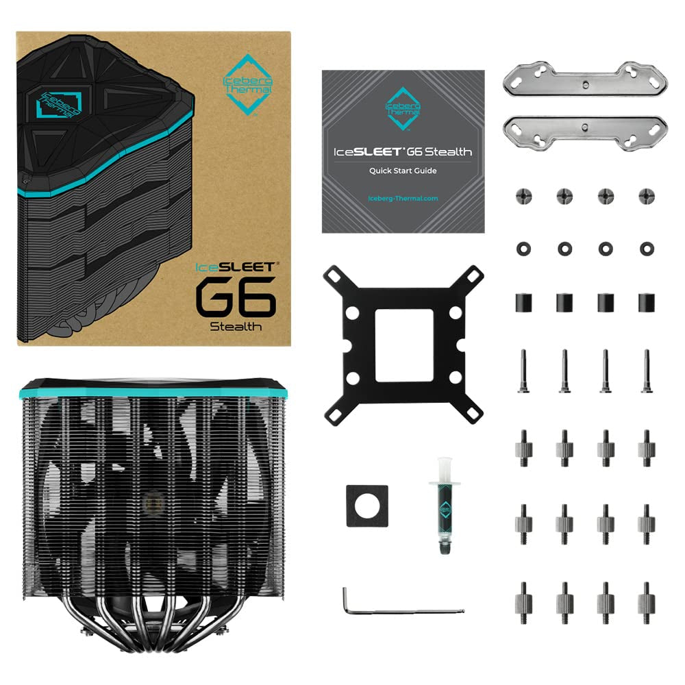Iceberg Thermal  G6 Stealth Black-Nickel Plated 6 Direct Touch Heatpipe, with Ultra 140Mm Silent Fan Premium CPU Air Cooler LGA 1700 Compatible & AM5