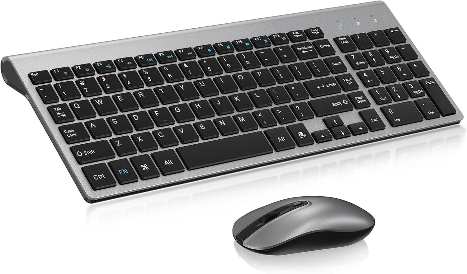 Easytyping KF10 Wireless Keyboard and Mouse Combo, [Silent Scissor Switch Keys][Labor-Saving Keys]Ultra Slim Wireless Computer Keyboard and Mouse, Easy Setup for Pc/Laptop/Mac/Windows - Grey