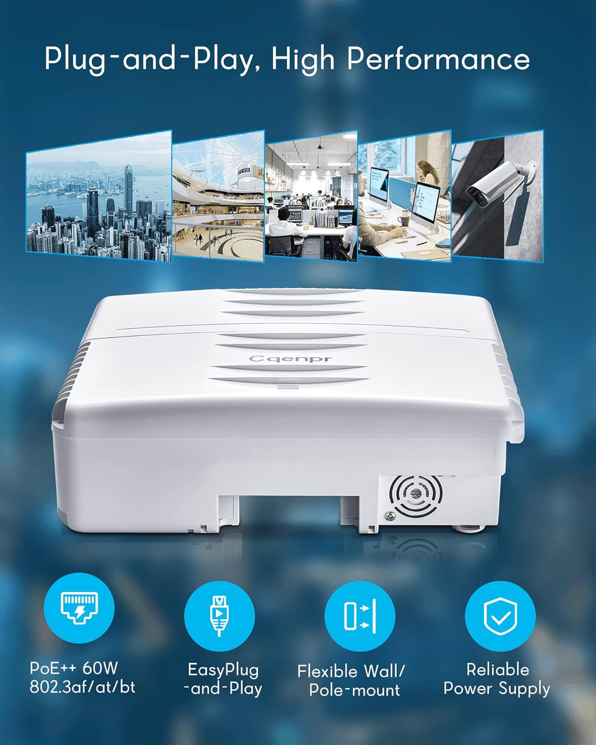 Outdoor 8 Port Full Gigabit Poe Switch, Ieee802.3Af/At/Bt, All-In-One Box, , High Power Output, Total 120W, Play & Plug, Fan Unmanaged, AI Watchdog.