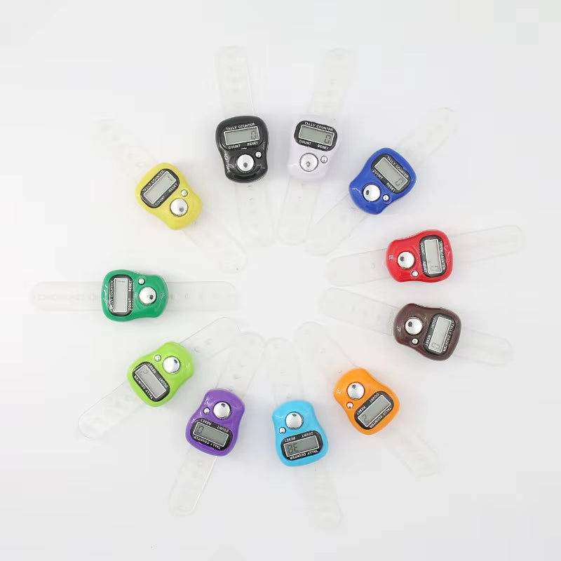 Mini Row Finger Counter and Stitch Marker LCD Electronic Digital Tally Counter for Sewing Knitting Weave Tool / Random Color