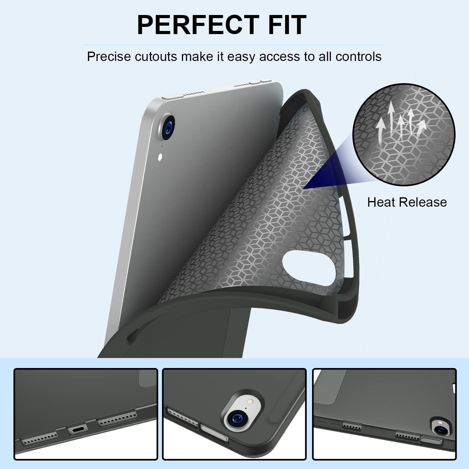for Ipad Mini 7 A17 Pro Case 2024,Ipad Mini 6 Case 2021 with Pencil Holder-[Shockproof Protection + Auto Sleep/Wake], Soft TPU Back Cover for Ipad Mini 7Th/6Th Generation 8.3 Inch,Darkgrey