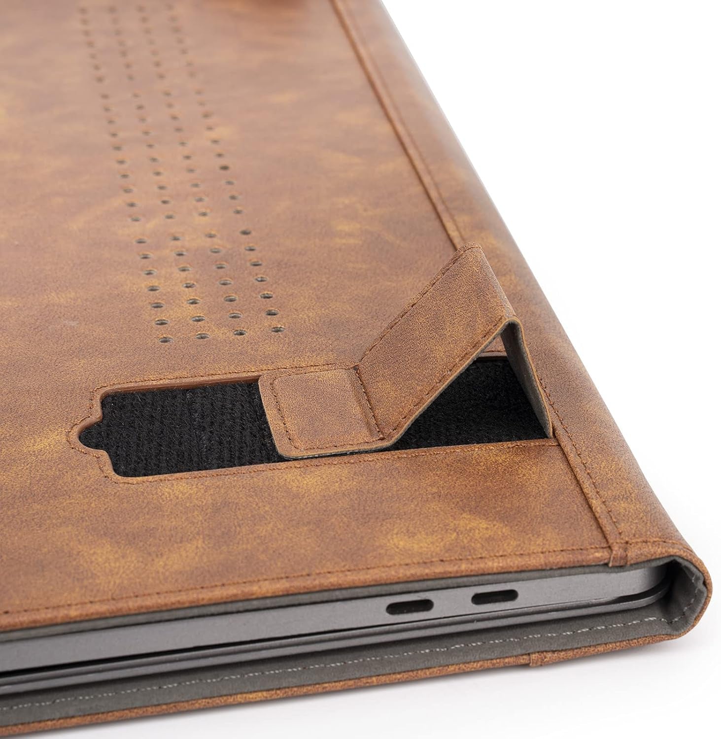 TYTX Compatible with Macbook Pro Leather Case 16 Inch 2019 2020 A2141 with Touch ID Laptop Sleeve Protective Folio Book Cover with Vents, Brown