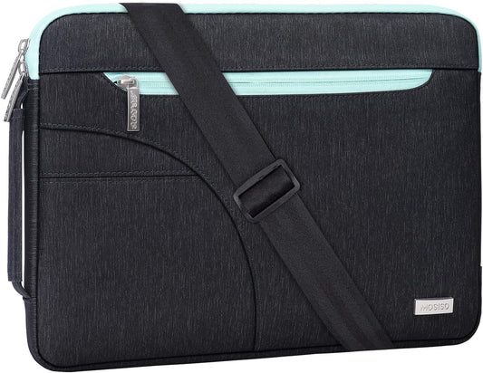 Laptop Shoulder Bag Compatible with Macbook Air 15 Inch M2 A2941 2023 / Pro 15 A1990 A1707, 15 Inch Surface Laptop 5/4/3, HP Stream 14, Polyester Briefcase Sleeve with Front Arc Pocket,Blue