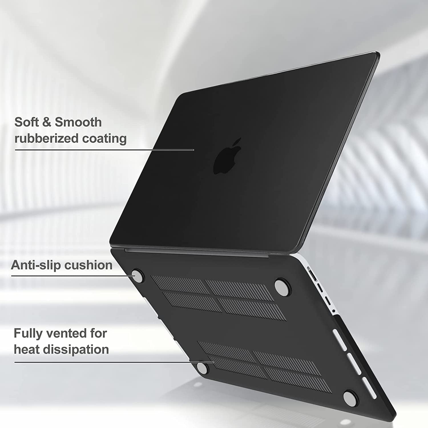 for Macbook Pro 14.2 Inch 2024 M4 A3112 A3185 A3401/Pro 14 2023 2022 2021 M3 A2918 A2992 M2 A2779 M1 A2442, Slim Protective Hard Shell Case and Keyboard Skin Cover -Black