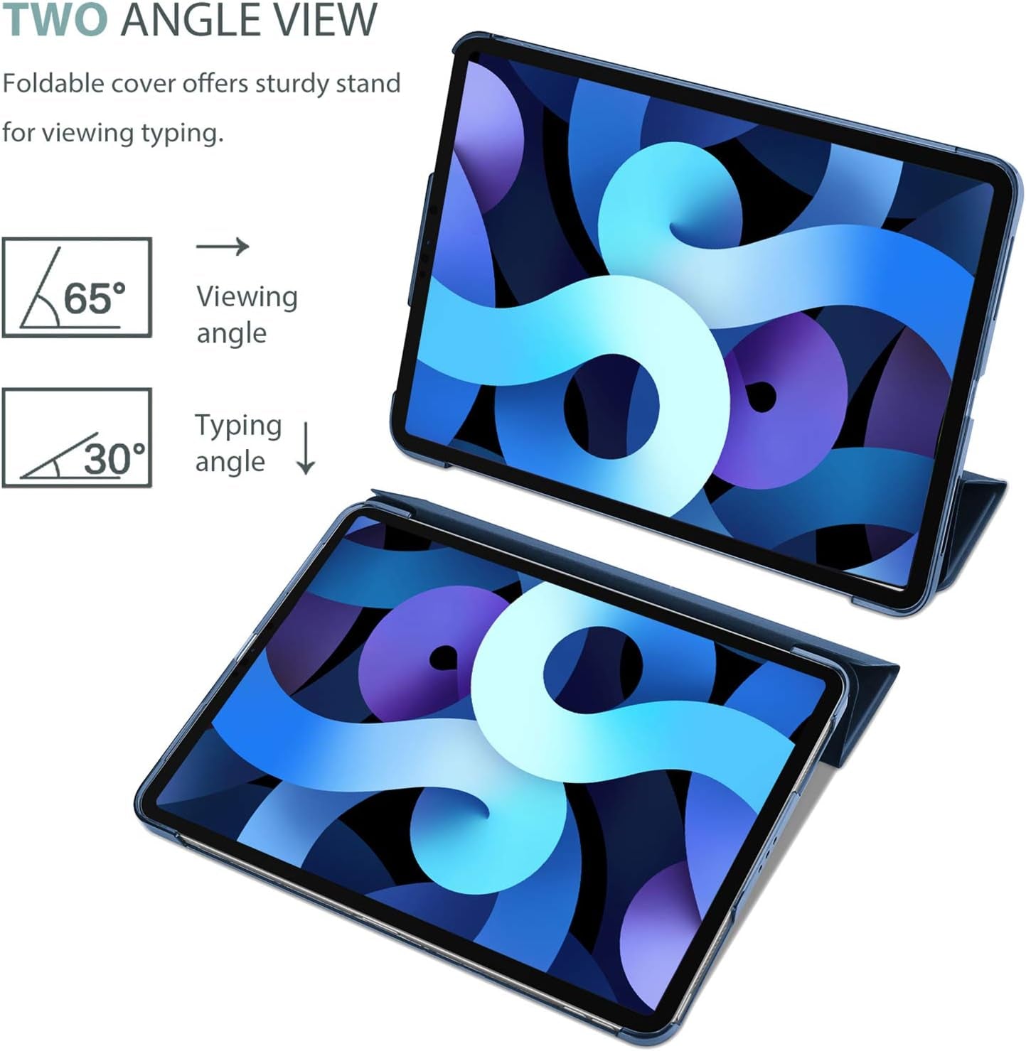 Smart Case for 10.9 Inch Ipad Air 5Th 2022 / Air 4Th 2020, Cover with Screen Protector for Ipad Air 5 4 -Navy