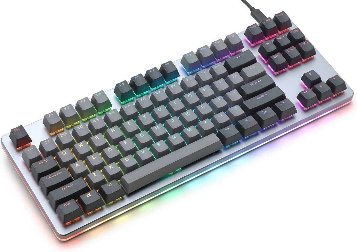 CTRL Mechanical Keyboard — Tenkeyless TKL (87 Key) Gaming Keyboard, Hot-Swap Switches, Programmable Macros, RGB LED Backlighting, USB-C, Doubleshot PBT, Aluminum Frame (Kaihua Speed Silver, Gray)