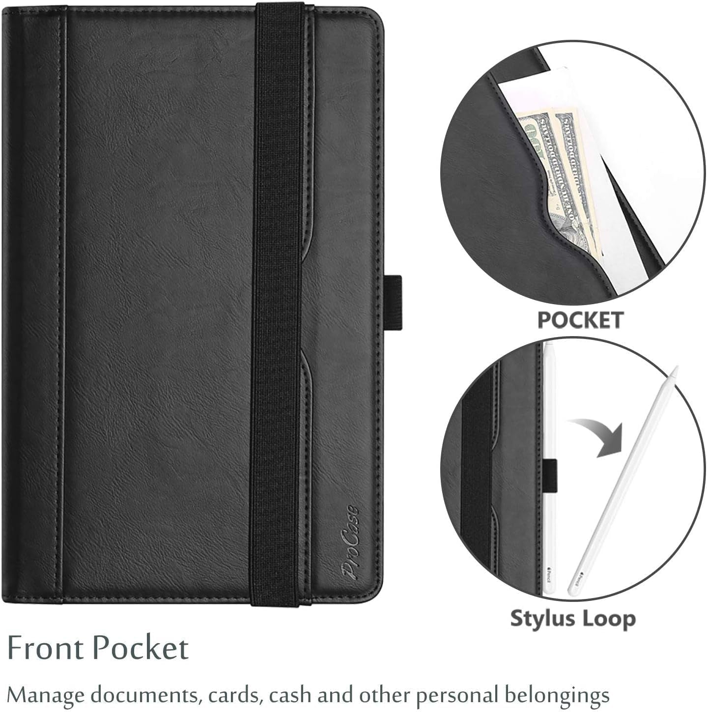 Galaxy Tab A7 10.4 Inch Case (Model SM-T500 T503 T505 T507), Premium PU Leather Protective Cover Stand Folio Case with Strap for 2020 Release Samsung Galaxy Tab A7 Tablet 10.4” -Black