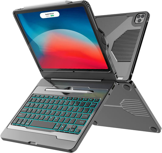 for Ipad Pro 11 Case with Keyboard, 10.9-Inch, 5-In-1 Type-C & USB Hub, 7 Color Backlit - Smart Keyboard for Ipad Pro 11, Air 5Th, Air 4Th, Black