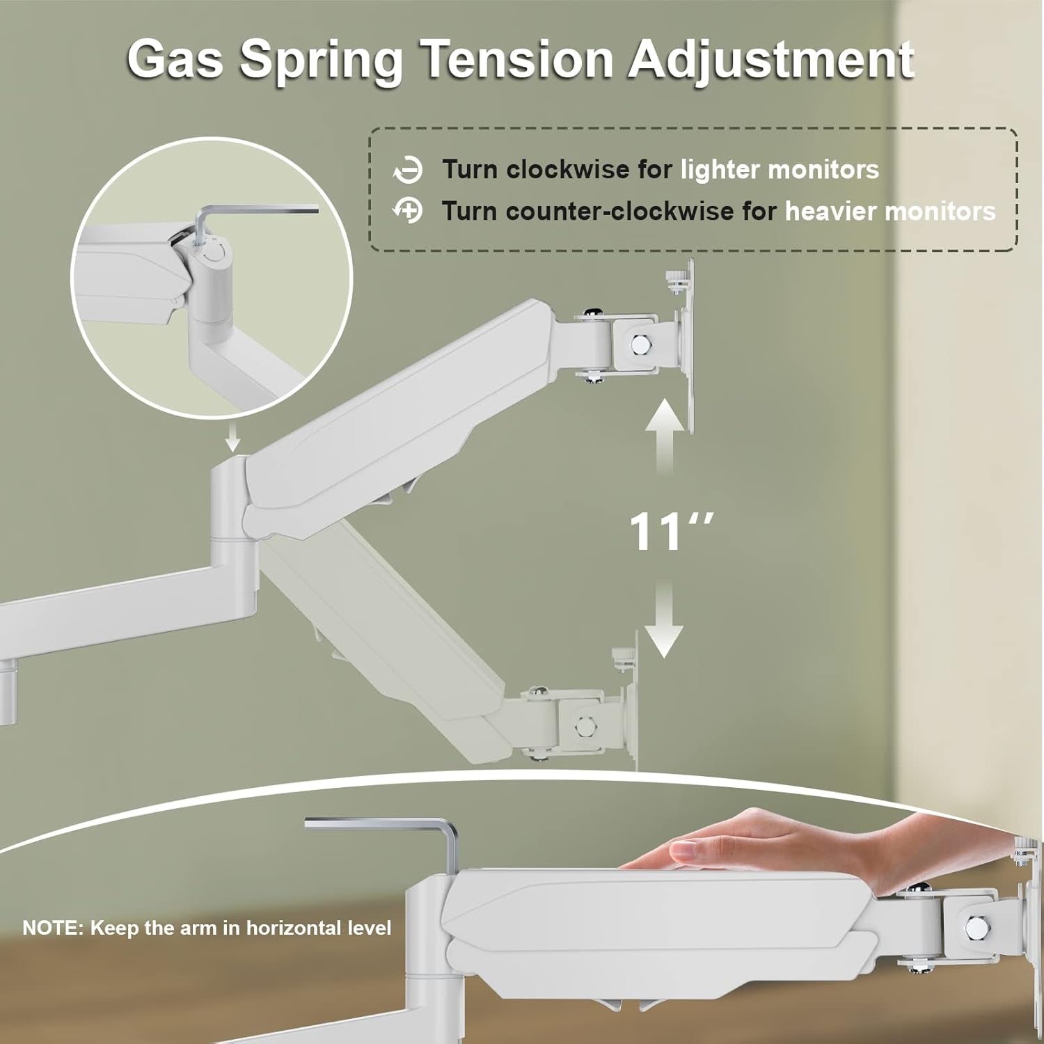 Dual Monitor Mount, Adjustable Gas Spring Arms Desk Mount for 2 Monitors up to 32 Inch, 17.6Lbs Weight Capacity, Mounting Holes 75 X 75Mm or 100 X 100Mm (GSDM002W), White