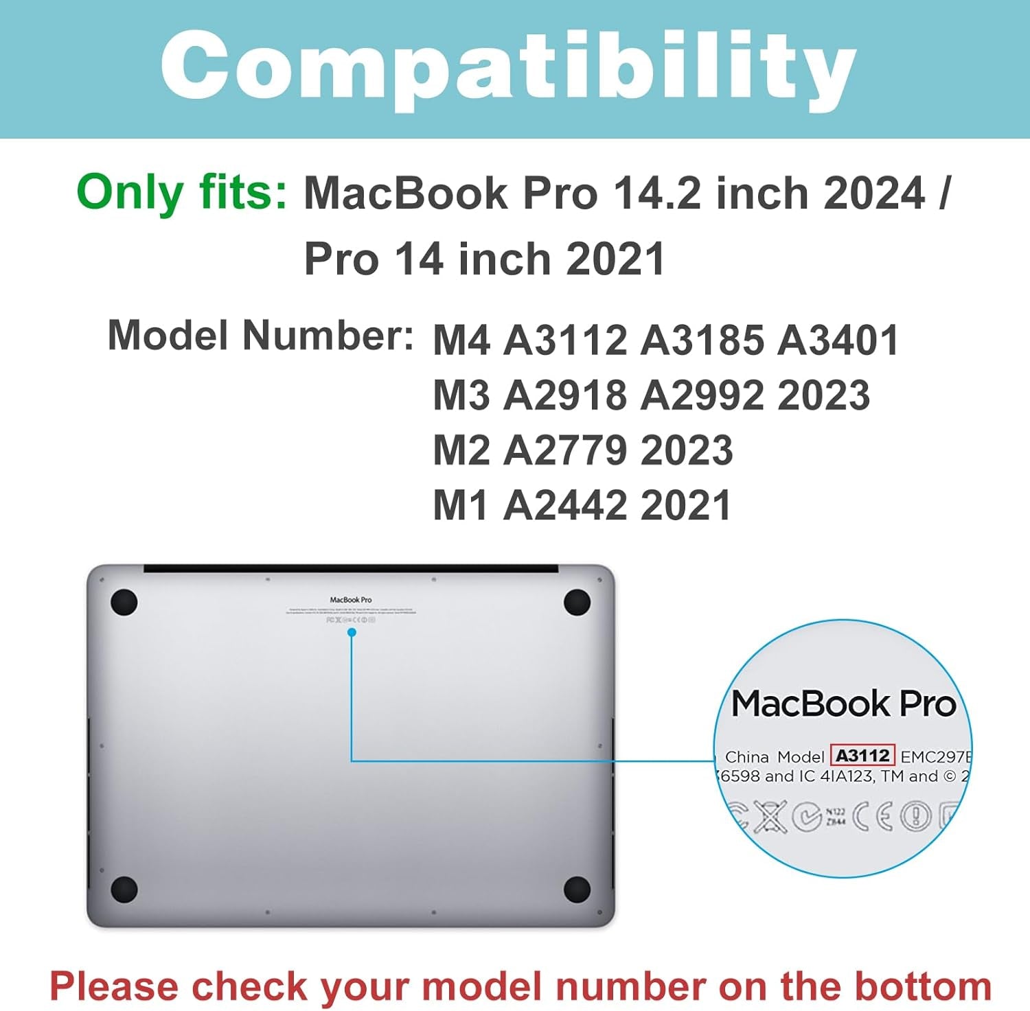 for Macbook Pro 14.2 Inch 2024 M4 A3112 A3185 A3401/Pro 14 2023 2022 2021 M3 A2918 A2992 M2 A2779 M1 A2442, Slim Protective Hard Shell Case and Keyboard Skin Cover -Black