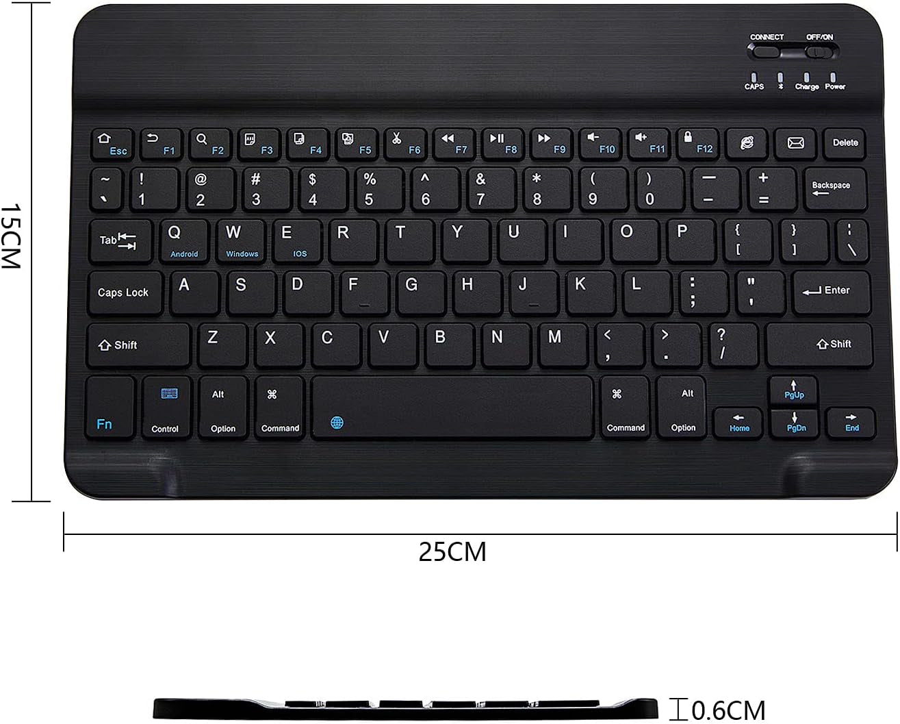 Ultra-Slim Bluetooth Keyboard Portable Mini Wireless Keyboard Rechargeable for Apple Ipad Iphone Samsung Tablet Phone Smartphone Ipados Ios Android (10 Inch Black)