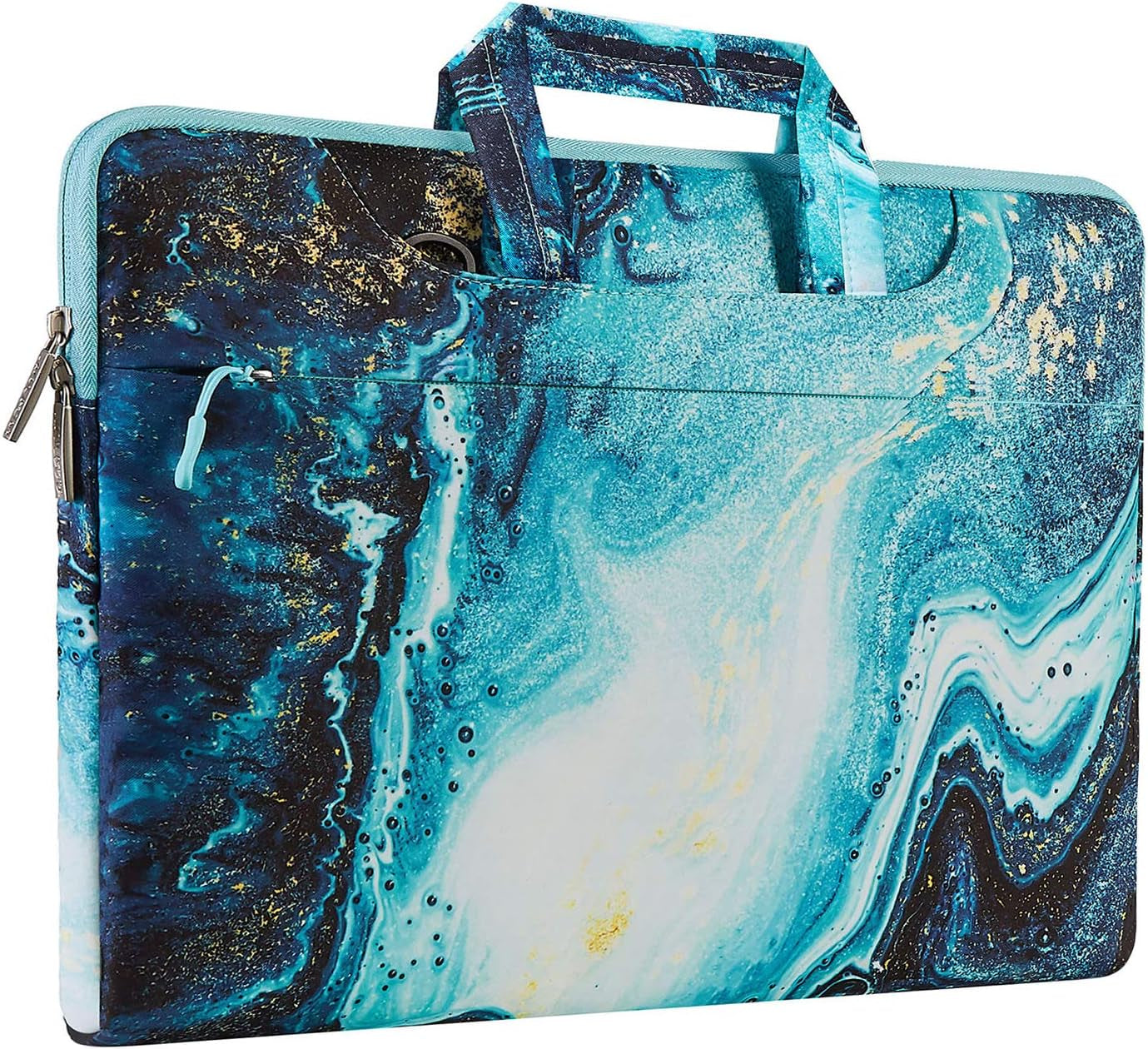 Laptop Shoulder Bag Compatible with Macbook Air 15 Inch M3 M2 A2941/Pro 16 M4 M3 M2 M1 2025-2019, 15-15.6 Inch Notebook, Creative Wave Marble Carrying Briefcase Handbag Sleeve Case