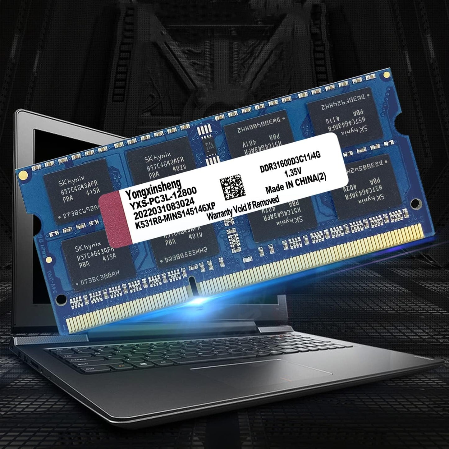 DDR3 / DDR3L 4GB Laptop RAM 1600Mhz PC3L/PC3-12800 SODIMM Non-Ecc Unbuffered 1.35V/1.5V 2Rx8 Dual Rank 204 Pin CL11 Notebook Computer Memory Upgrade Module(Blue)