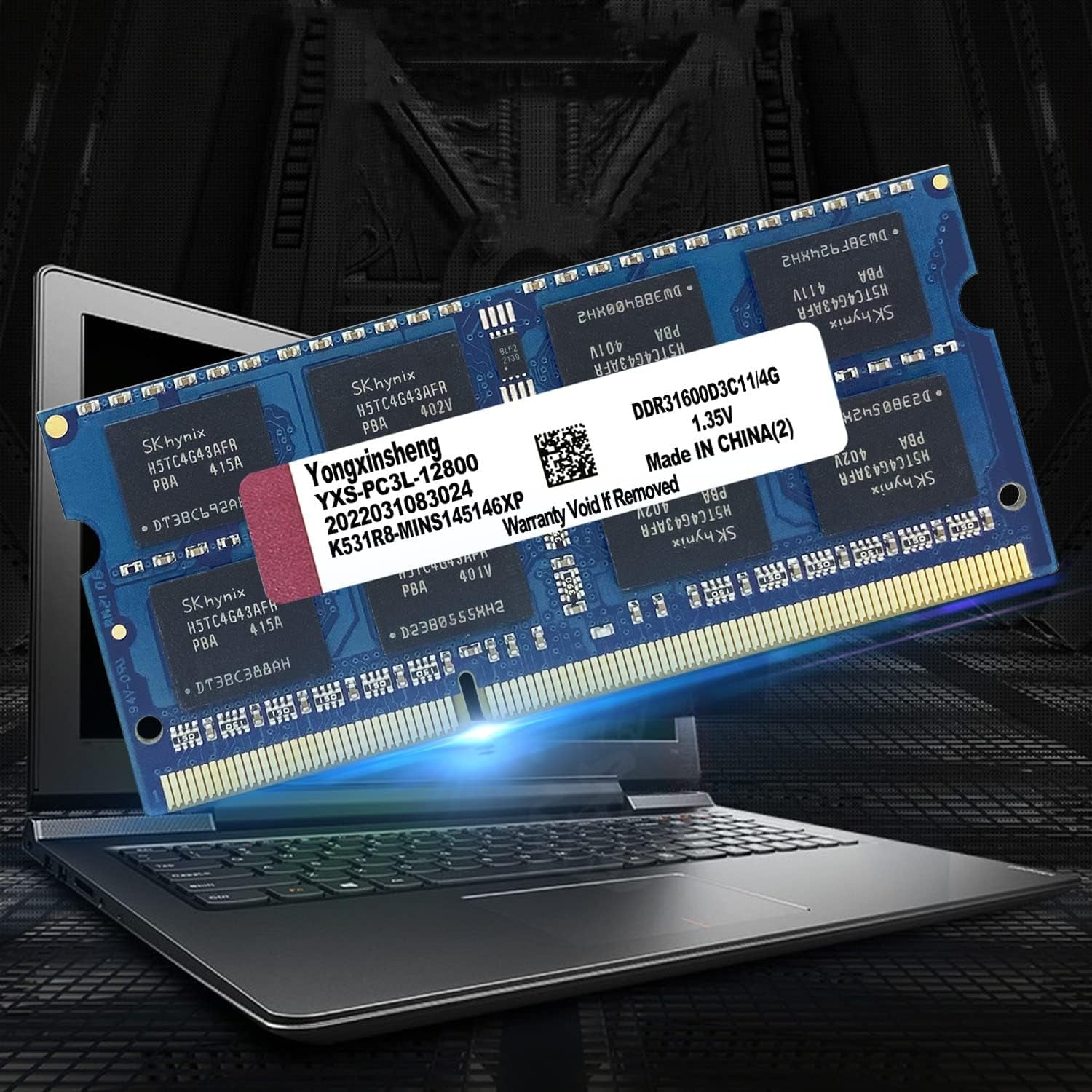 DDR3 / DDR3L 4GB Laptop RAM 1600Mhz PC3L/PC3-12800 SODIMM Non-Ecc Unbuffered 1.35V/1.5V 2Rx8 Dual Rank 204 Pin CL11 Notebook Computer Memory Upgrade Module(Blue)