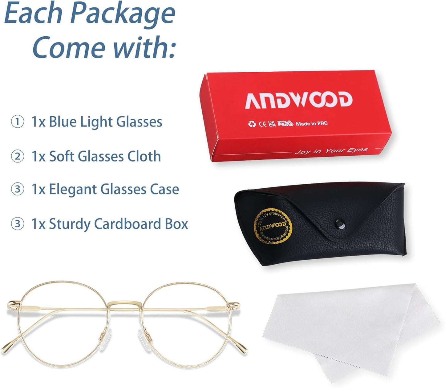 Blue Light Blocking Glasses Women Men Small Face Computer Clear Bluelight Blocker Super Lightweight Metal Frame Round
