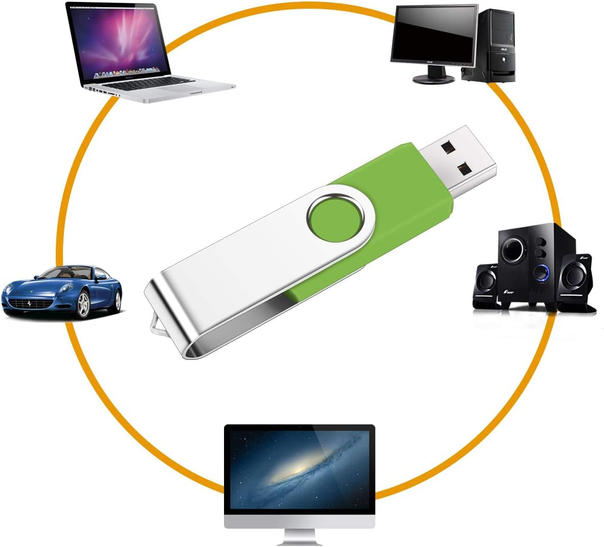 8GB Flash Drive,  Thumb Drives 5 Pack, 8 Gig USB Drive with Lanyards Metal Swivel 8GB USB Memory Stick Pen Drive with LED Indicator(5 Mixed Color)