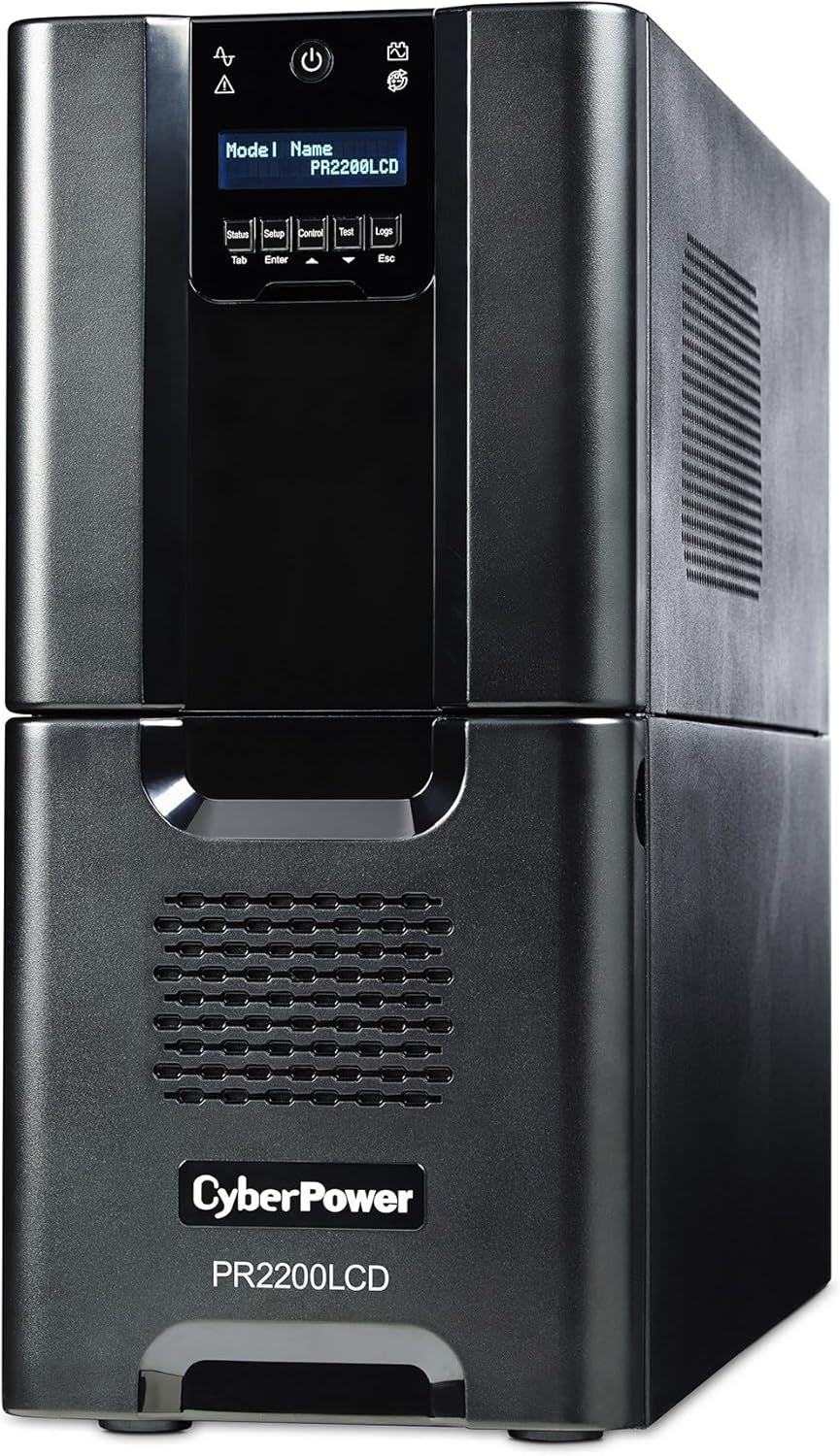PR2200LCD Smart App Sinewave UPS System, 2200VA/1980W, 10 Outlets, AVR, Tower