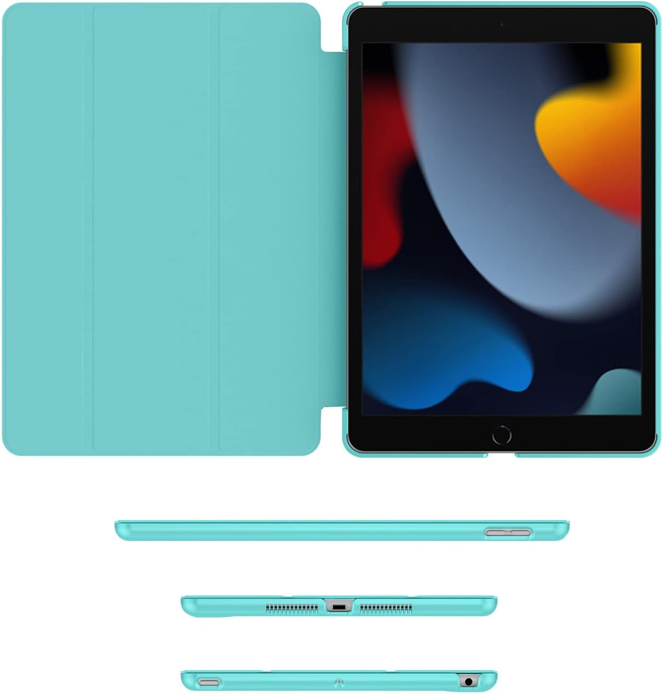Case for Ipad 9Th/8Th/7Th Generation 2021/2020/2019, [Slim Trifold Stand + Auto Wake/Sleep], Premium Protective Hard PC Back Cover for Apple Ipad 10.2 Inch (Aqua)