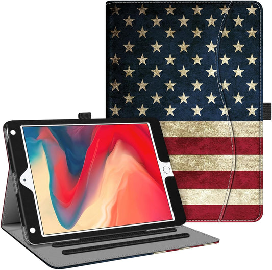 Case for Ipad 6Th / 5Th Generation (2018 2017 Model, 9.7 Inch), Ipad Air 2 / Air 1 (9.7 Inch) - [Corner Protection] Multi-Angle Viewing Stand Cover with Pocket, US Flag