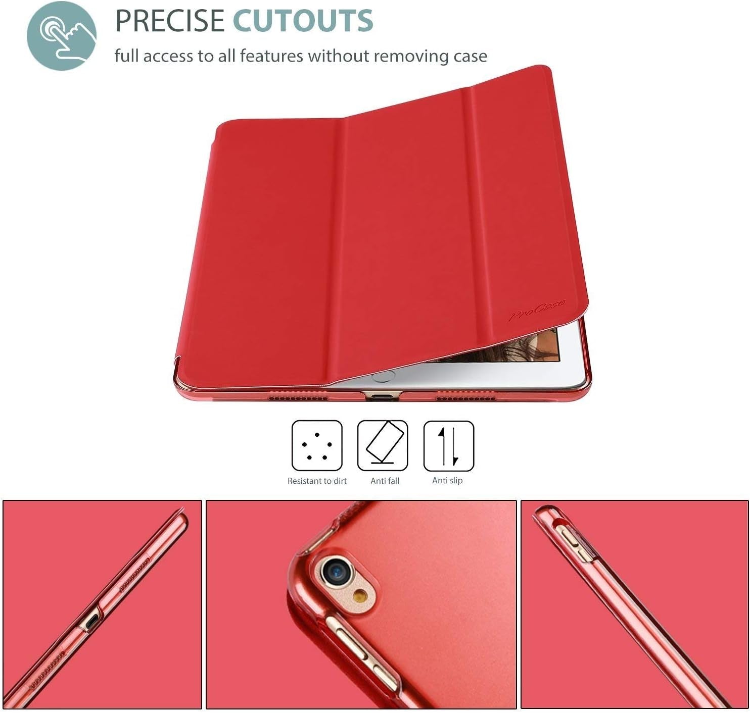 Smart Case for 10.5” Ipad Air 3Rd Generation 2019 / Ipad Pro 2017, Slim Stand Cover with Translucent Frosted Back for Ipad Air 3 -Red