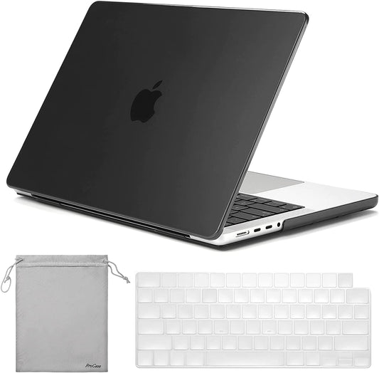 for Macbook Pro 14.2 Inch 2024 M4 A3112 A3185 A3401/Pro 14 2023 2022 2021 M3 A2918 A2992 M2 A2779 M1 A2442, Slim Protective Hard Shell Case and Keyboard Skin Cover -Black