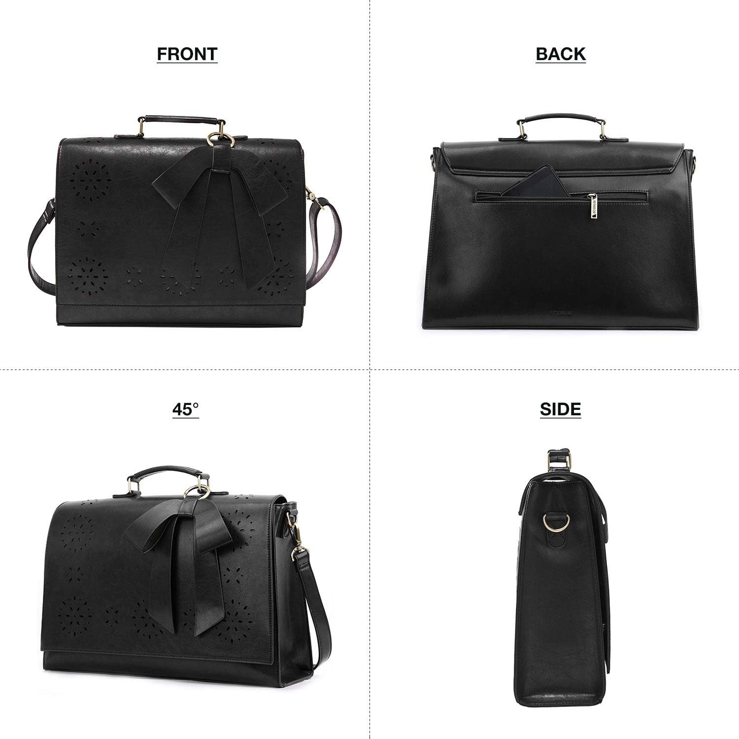 Women'S Briefcase Vegan Leather Laptop Bag for Work Shoulder Computer Satchel Bag with Detachable Bow