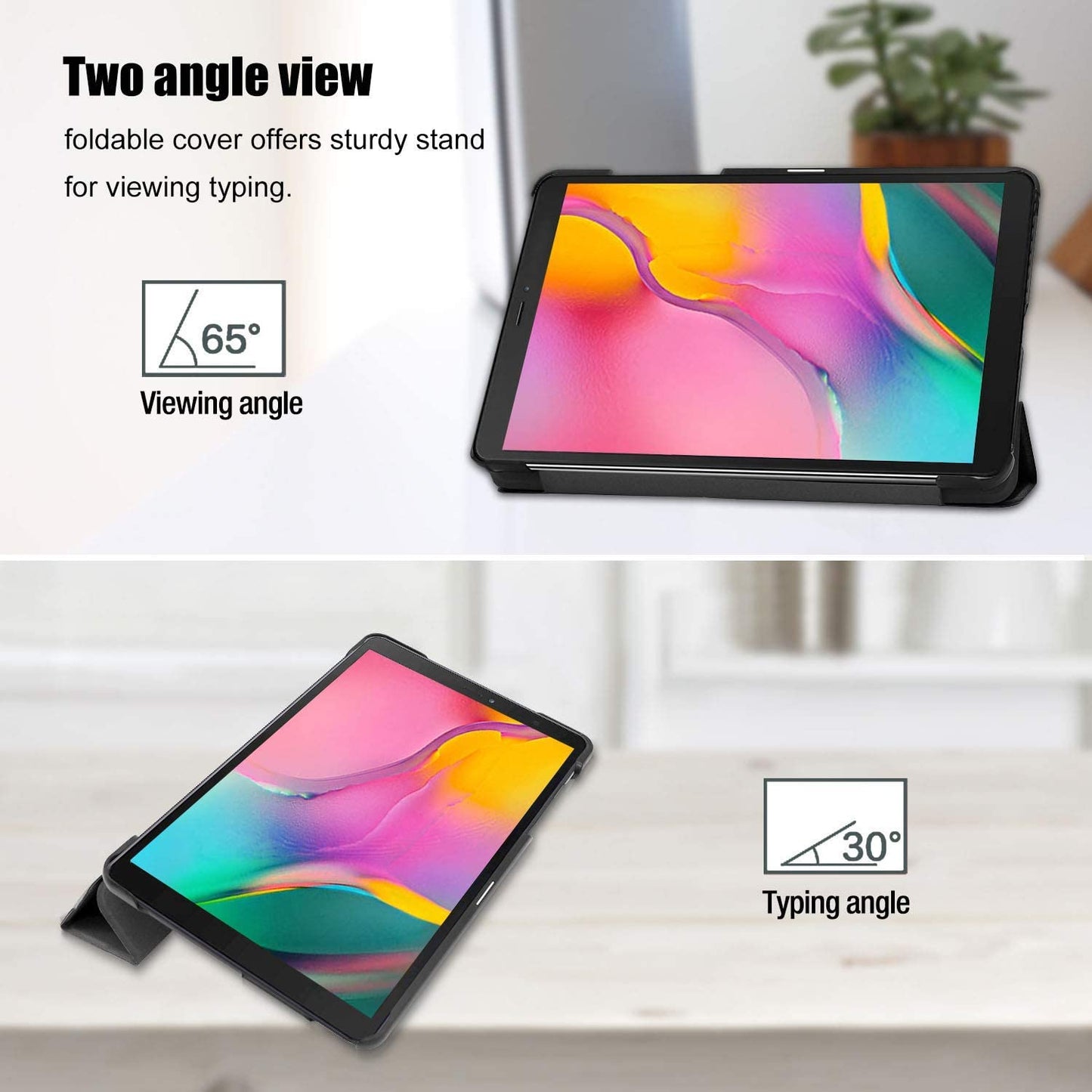 Slim Case for Galaxy Tab a 8-Inch 2019 T290 T295, Light Cover Trifold Stand Hard Shell Folio Case for 8.0 Inch Galaxy Tab a 2019 without S Pen Model SM-T290 (Wi-Fi) SM-T295 (LTE) –Black
