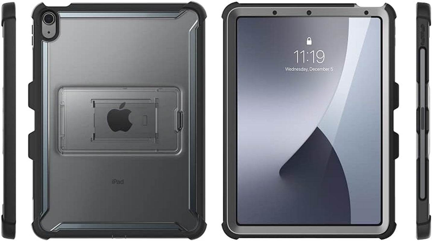 Ares Case for Ipad Air 5Th Generation/Ipad Air 4Th Generation 10.9 Case (2022/2020), Full-Body Kickstand with Built-In Screen Protector Cover with Pencil Holder (Black)